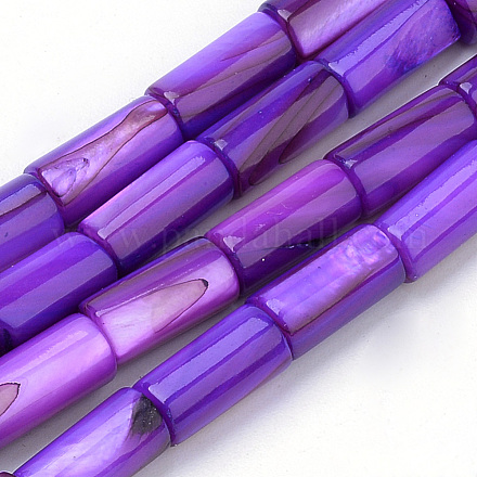 天然淡水シェルビーズ連売り  染め  コラム  暗紫色  10x5mm  穴：1mm  約38個/連  14.76インチ X-SHEL-Q015-04C-1