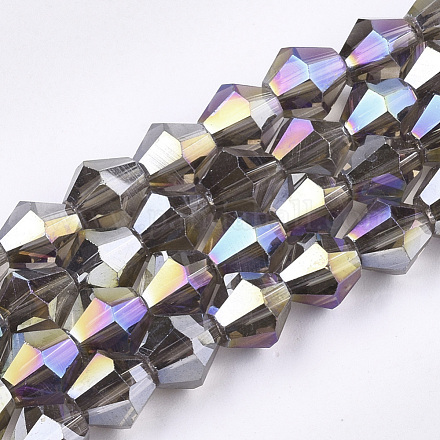 Chapelets de perles en verre électroplaqué X-EGLA-Q118-6mm-B13-1