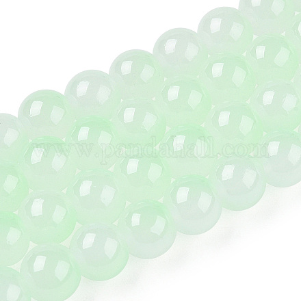Backen gemalt Nachahmung Jade Glas runden Perle Stränge DGLA-N003-8mm-02-1-1