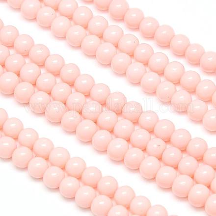 Eco-Friendly Round Baking Paint Glass Beads Strands HY-A003-8mm-RV12-1