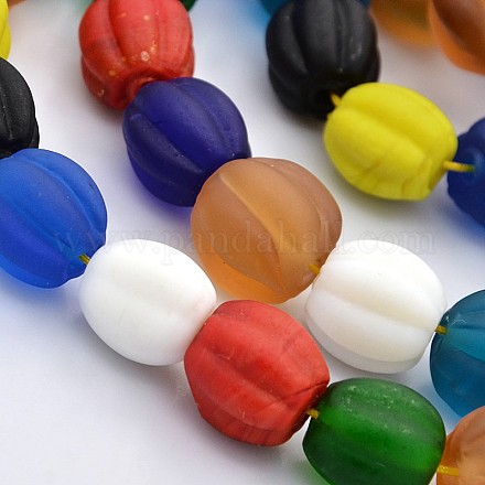 Handmade Frosted Lampwork Beads Strands LAMP-J067-01-1