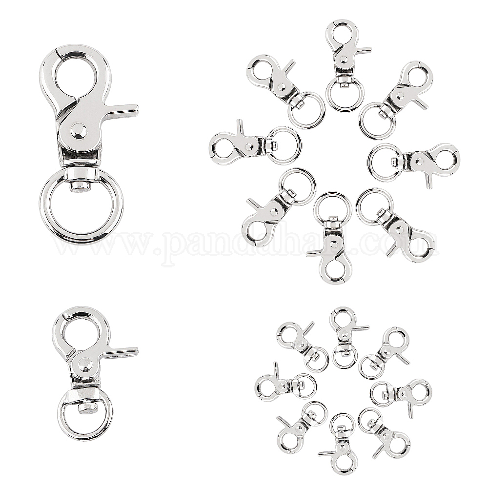 DGOL 30 Sets Lobster Clasp With Keychain Rings - 3 Color Zinc Alloy Trigger Swivel Clasps For DIY Crafts