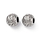 304 Stainless Steel Rhinestone European Beads, Round Large Hole Beads, Real 18K Gold Plated, Round with Letter, Letter N, 11x10mm, Hole: 4mm