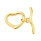 Brass Toggle Clasps, Heart, Real 18K Gold Plated, Heart: 14.5x17.5x2.2mm, Hole: 8x13mm, Bar: 24.5x7x1.6mm, Hole: 3mm