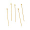 304 Stainless Steel Ball Head Pins, Real 18K Gold Plated, 34x0.6mm, Head: 1.9mm