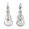 Brass Micro Pave Clear Cubic Zirconia Pendants, with Shell, with Jump Rings, Guitar, Platinum, 20x8x2mm, Hole: 3mm
