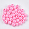 Opaque Plastic Beads, Round, Hot Pink, 6x5.5mm, Hole: 1.8mm, about 4790pcs/500g