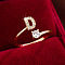 Brass Micro Pave Cubic Zirconia Cuff Rings, Letter D, 12x8mm