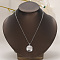 Simple Brass Geometric Flat Round Pendant Necklaces for Women, Daily Party Work Jewelry, Silver, 15.75 inch(40cm)
