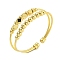 Rack Plating Brass Bangles Double Layer Cuff Bangles for Women, Cadmium Free & Lead Free, Long-Lasting Plated, Real 18K Gold Plated, Inner Diameter: 1-3/4x2-1/4 inch(44x5.6cm)