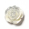 Opaque Resin Cabochons, Flower, with Glitter Powder, Floral White, 19x19x9mm