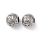 304 Stainless Steel Rhinestone European Beads, Round Large Hole Beads, Real 18K Gold Plated, Round with Letter, Letter H, 11x10mm, Hole: 4mm
