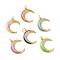 Moon Rack Plating Brass Micro Pave Cubic Zirconia Enamel Pendants, with Jump Rings, Cadmium Free & Lead Free, Long-Lasting Plated, Real 18K Gold Plated, Mixed Color, 20.5x17.5x2mm, Hole: 3.5mm