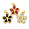 Rack Plating Brass Micro Pave Cubic Zirconia Pendants, Cadmium Free & Lead Free, Long-Lasting Plated, Real 18K Gold Plated, Flower, Mixed Color, 20x18x4mm, Hole: 3.5x5mm