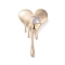 Alloy with Rhinestone Brooches, Heart Pins, for Backpack Clothes, Light Gold, 57x34x7mm