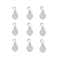 Cat Eye Pendants, with Silver Plated Iron Findings, Round, Floral White, 15mm, Beads: 8mm