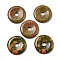Natural Unakite Pendants, Donut/Pi Disc Charms, 50x6.5~7.5mm, Hole: 10mm