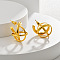 Brass Stud Earrings, Round, Real 22K Gold Plated, 27x21.5mm