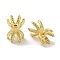 Brass Bead Caps, Double Sided, with Clear Cubic Zirconia, Long-Lasting Plated, Lead Free & Cadmium Free, Real 14K Gold Plated, 16x11mm, Hole: 1.5mm