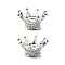 Alloy Rhinestone Crown Beads, Focal Beads for Beadable Pens, Keychains and Jewelry, Silver, 25.5x23.5x13.5mm, Hole: 2.5mm