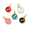 Real 18K Gold Plated Brass Enamel Charms, with Jump Ring, Long-Lasting Plated, Lead Free & Cadmium Free, Flat Round with Sagittarius Charms, Mixed Color, 10x8x1mm, Hole: 4mm