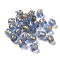 Handmade Gold Foil Lampwork Glass Beads, Tulip, Royal Blue, 9x8.5mm, Hole: 1.6mm