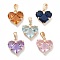 Brass Charms, with Micro Pave Cubic Zirconia, Faceted, Mixed Color, Heart, Real 18K Gold Plated, 14.5x13.5x5mm, Hole: 4x2.5mm