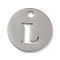 Non-Tarnish 304 Stainless Steel Pendants, Stainless Steel Color, Flat Round with Letter, Letter L, 19x1.2mm, Hole: 2.5mm