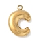 304 Stainless Steel Initial Pendants, Ion Plating(IP), Real 18K Gold Plated, Letter C, 16~18x6~18x3mm, Hole: 1.8mm