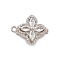 Brass Micro Pave Clear Cubic Zirconia Box Clasps, Flower, Platinum, 14x17.5x7.5mm, Hole: 1.2mm