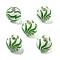 Printed Schima Wood European Beads, Round, Green, 15.5x15mm, Hole: 4mm