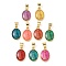 Brass Enamel Pendants, Oval with Virgin Mary Charm, Lead Free & Cadmium Free, Long-Lasting Plated, Real 18K Gold Plated, Mixed Color, 15x9.5x3.5mm, Hole: 5x3mm