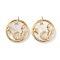 Real 18K Gold Plated Brass Micro Pave Clear Cubic Zirconia Pendants, with Shell, Long-Lasting Plated, Flat Round with Constellation, Scorpio, 21x18x3mm, Hole: 1.8mm
