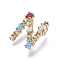 Brass Rhinestone Pendants, with Cubic Zirconia, Letter, Golden, Colorful, Letter.N, 19.5x16x2.5mm, Hole: 4.5x2.5mm
