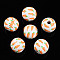 Easter Theme Printed Wood Beads, Round, Sandy Brown, 14.5~15x15.5~16.5mm, Hole: 4~4.5mm