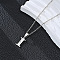 201 Stainless Steel Crystal Rhinestone Initial Pendant Necklaces, Stainless Steel Color, Non-Tarnish, Letter I, 15.75 inch(40cm)