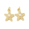 Brass with ABS Imitation Pearl Pendants, Star Charms, With Jump Rings, Real 18K Gold Plated, 18x14x5.4mm, Hole: 3mm