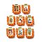 Barss Pendants, with Plastic Beads and Paper, Rectangle with Fantastic Saints, Cadmium Free & Nickel Free & Lead Free, Dark Orange, 27x22x6mm, Hole: 2.2mm