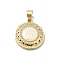 Brass Micro Pave Clear Cubic Zirconia Pendants, with Sythetic Opal, Flat Round, Real 18K Gold Plated, 19x16.5x3.5mm, Hole: 4.5x3.5mm