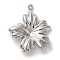 304 Stainless Steel Pendants, Flower Charm, Stainless Steel Color, 28x23x4.5mm, Hole: 1.3mm