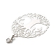 Flat Round with Tree of Life 201 Stainless Steel Filigree Pendant Decorations HJEW-JM00573-03-3