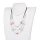 Cowhide Leather Cord Tiered Necklaces NJEW-JN01979-05-4