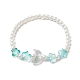 Bracelet extensible en perles de verre étoile et lune et perles d'imitation pour enfant BJEW-JB09265-4