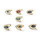 Lampwork Evil Eye Open Cuff Ring with Clear Cubic Zirconia RJEW-L104-05G-1