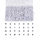 DIYネックレス＆ブレスレット作成キット  ハートと文字と数字の模様のアクリルビーズが付いた1400個のフラットラウンドを含む  弾性水晶の線  ホワイト  7x4mm  穴：1mm  ビーズ：1400個/箱 DIY-CJ0001-79-3