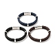 Leather Braided Double Loops Multi-strand Bracelet with 304 Stainless Steel Magneti Clasp for Men Women BJEW-C021-16-P-1