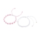 2Pcs 2 Colors Peach Blossom Braided Cord Bracelet BJEW-JB07610-02-1