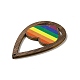 Grandi ciondoli in legno di pioppo stampato a faccia singola con tema bandiera arcobaleno/orgoglio WOOD-G014-02B-4