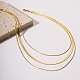 304 ステンレス鋼スネークチェーン 3 層ネックレス女性用  ゴールドカラー  15.35インチ（39cm） NJEW-C028-01G-6