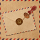 クリスマスゴールデントーン真鍮ワックスシーリングスタンプヘッド、木製ハンドル付き  封筒の招待状  ギフトカード  ハウス  83x22mm  スタンプ：25x14.5mm AJEW-WH0208-821-3